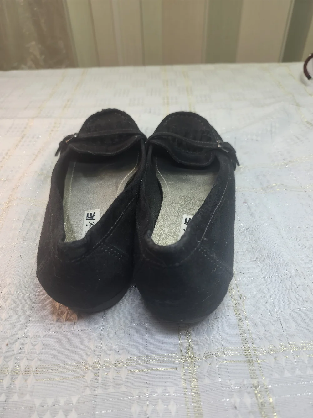 American Eagle Outfitters Black Fringe Moccasin Flats